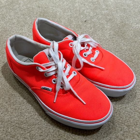 Vans platform sneakers neon orange pink size 7.5 - Picture 2 of 9